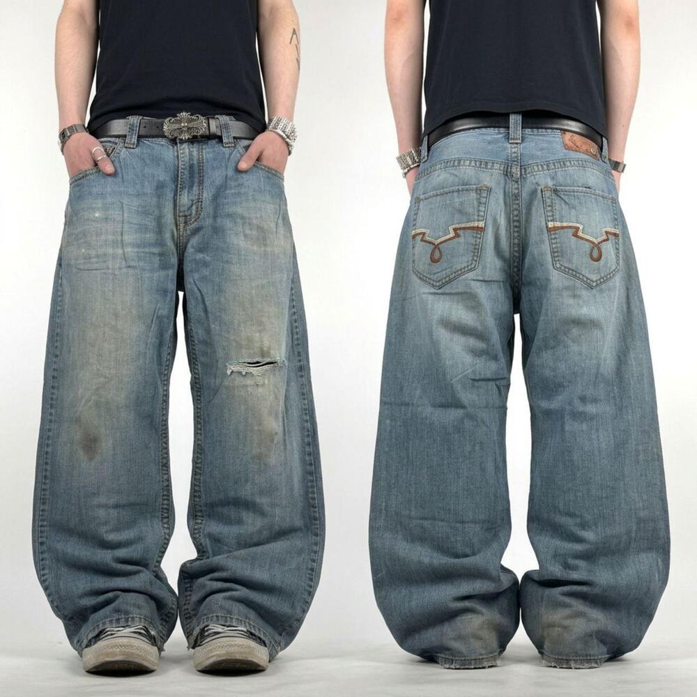 Vintage y2k ecko unltd grunge archive skater baggy wide leg faded jeans